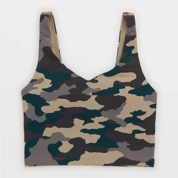 NWT Aerie Green and Brown Camouflage Sports Bra with Lace-Up Back - Picture 6 of 11